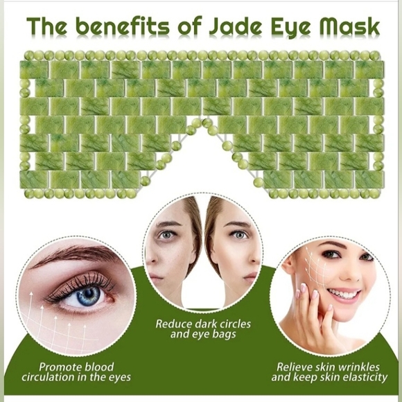 Large Green Genuine Jade Crystal Eye Mask Spa Relaxation Meditation Massage NEW! - Picture 1 of 12